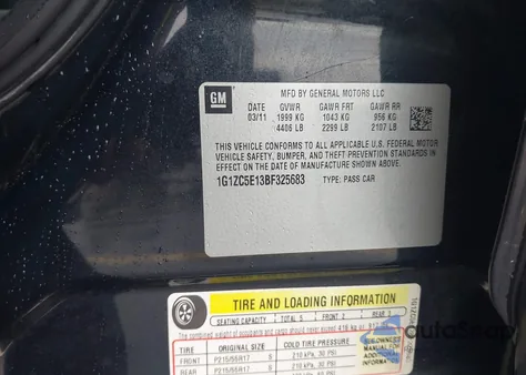 2011 Chevrolet Malibu 1Lt from USA, damaged, VIN 1G1ZC5E13BF325683